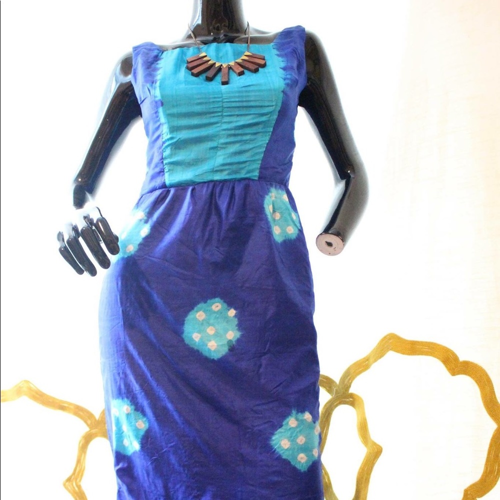 Vintage Blue Silk Summer Dress